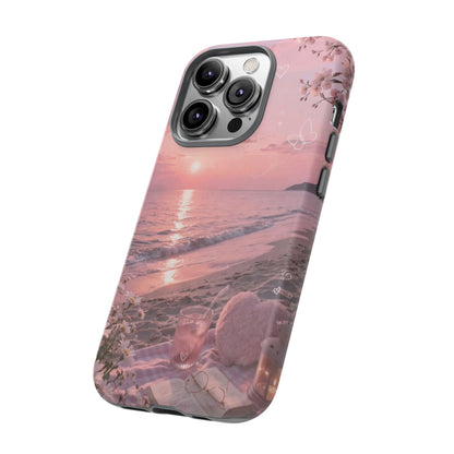 Pink Sunset Beach Phone Case "Romantic Seaside"