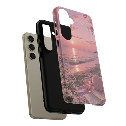 Pink Sunset Beach Phone Case "Romantic Seaside"