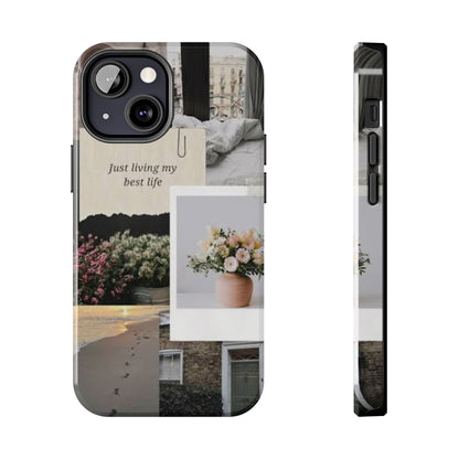 Inspirational Floral Phone Case – Cover with "Just Living My Best Life"