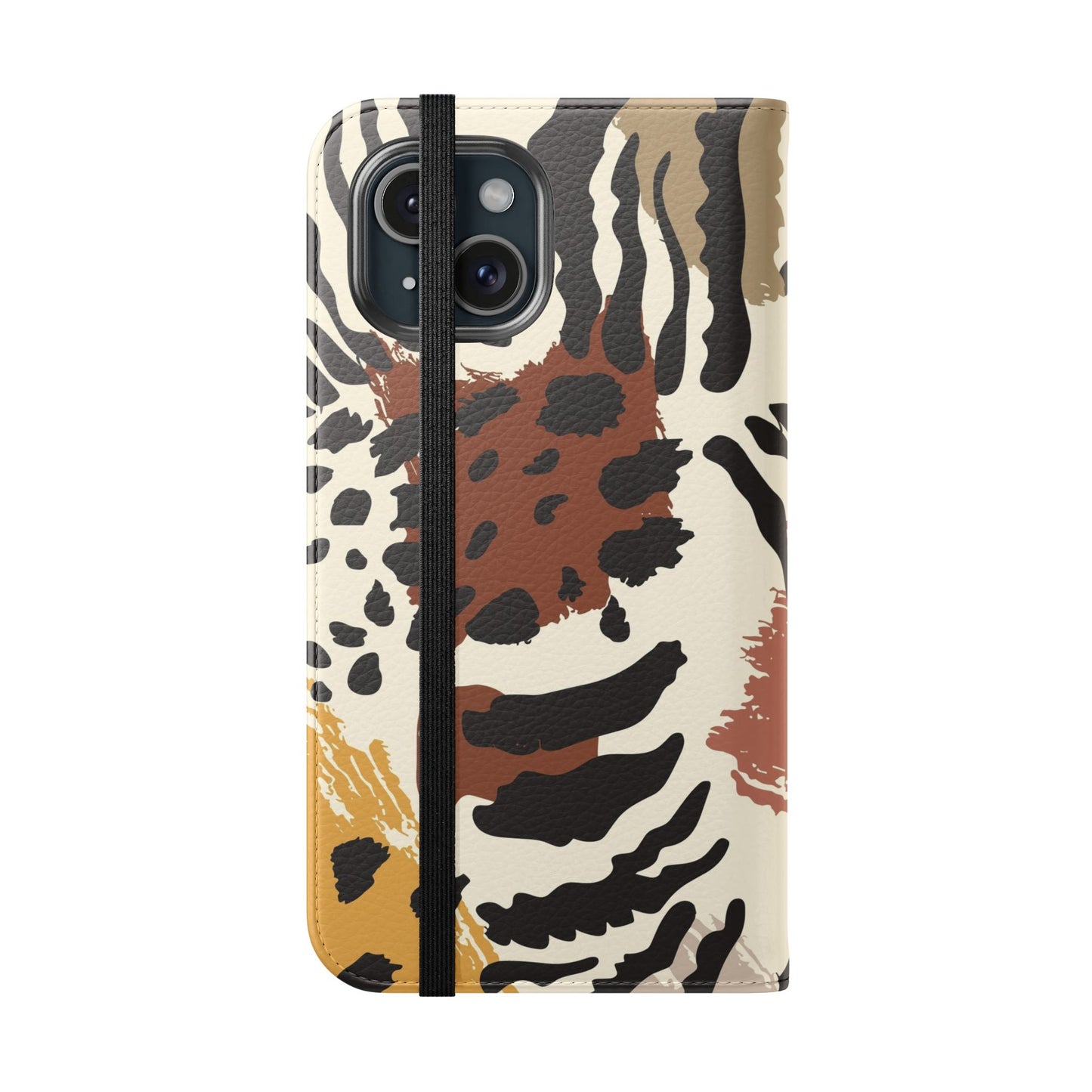 Leopard Patchwork Flip Wallet Case with Card Slots