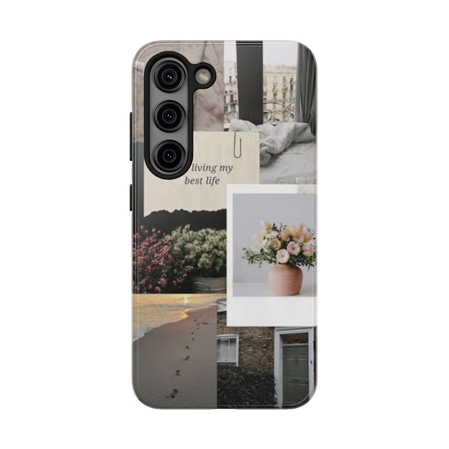 Inspirational Floral Phone Case – Cover with "Just Living My Best Life"