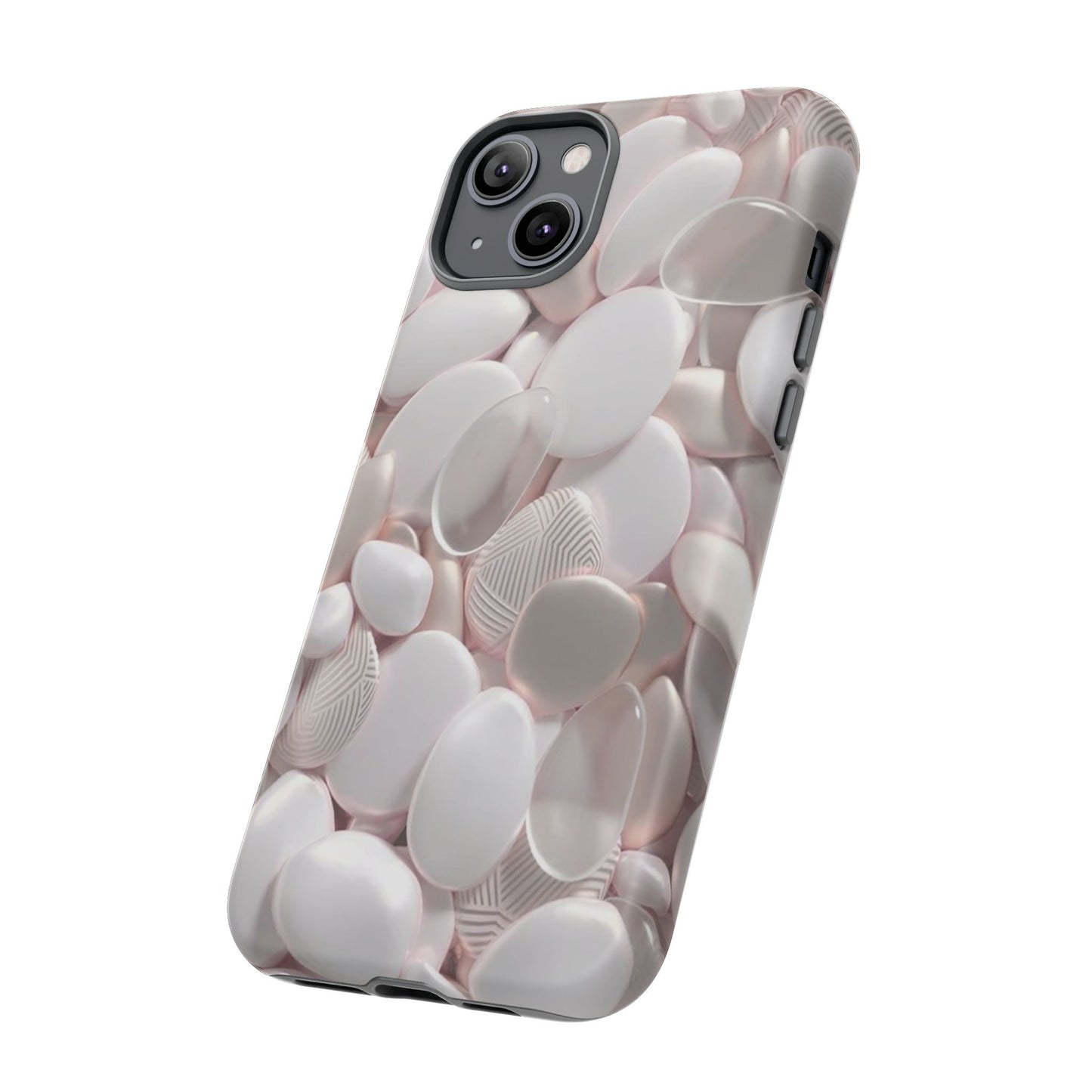 Phone Case – Soft Pink Pebble Pattern Protective Tough Case