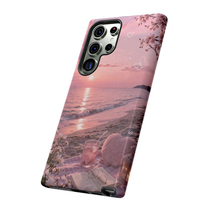 Pink Sunset Beach Phone Case "Romantic Coastal"