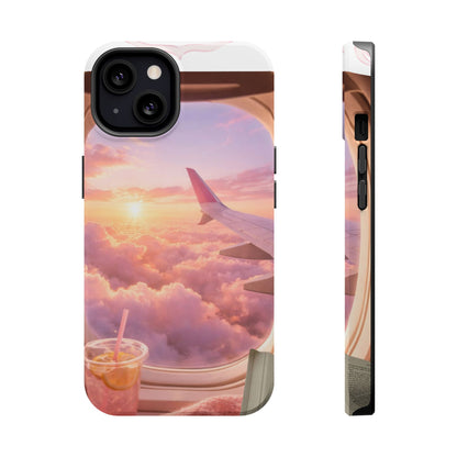 iPhone Magnetic Case "Airplane Window Sunset Travel"