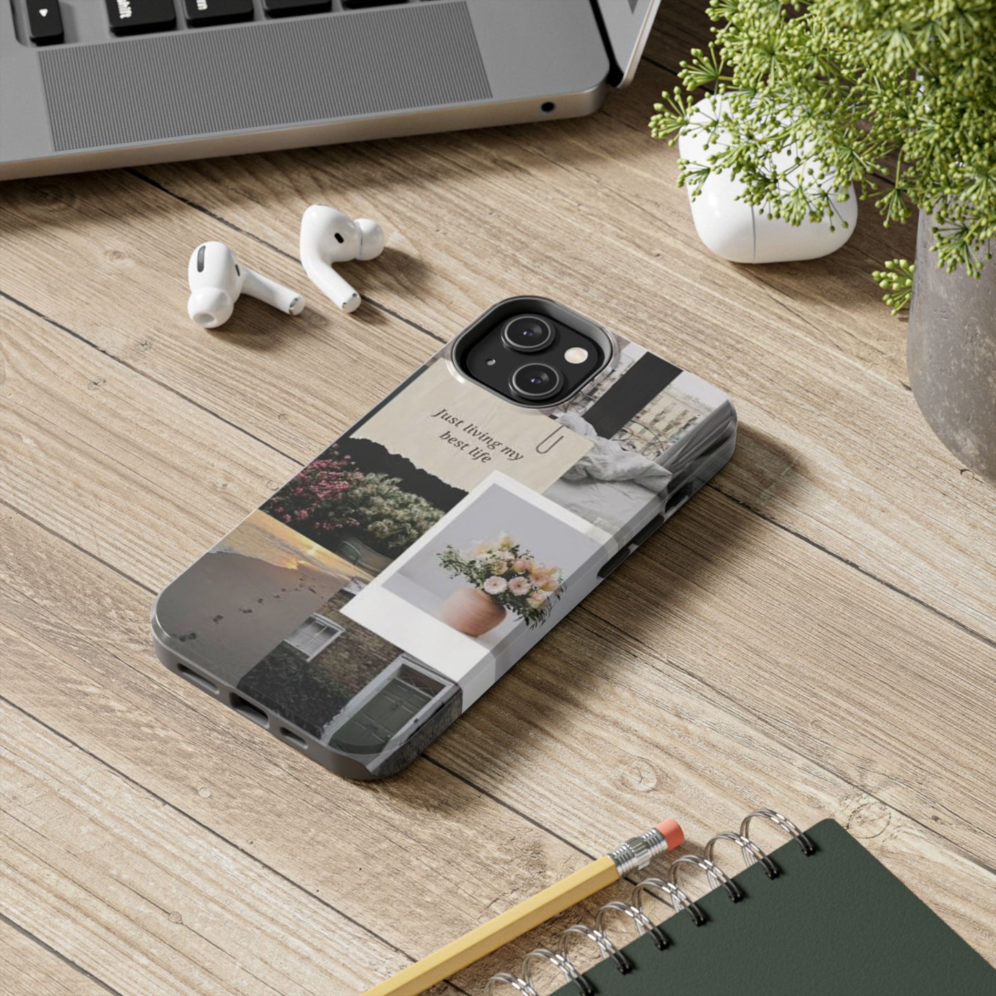 Inspirational Floral Phone Case – Cover with "Just Living My Best Life"