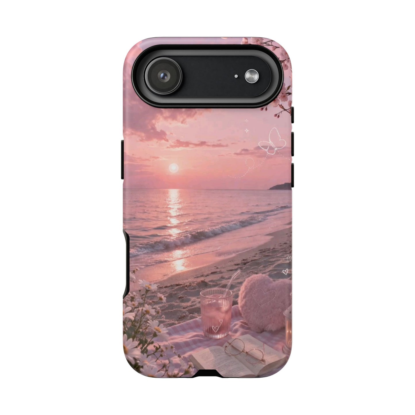 Pink Sunset Beach Phone Case "Romantic Seaside"
