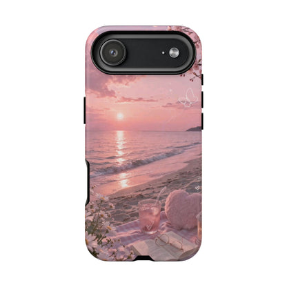 Pink Sunset Beach Phone Case "Romantic Seaside"