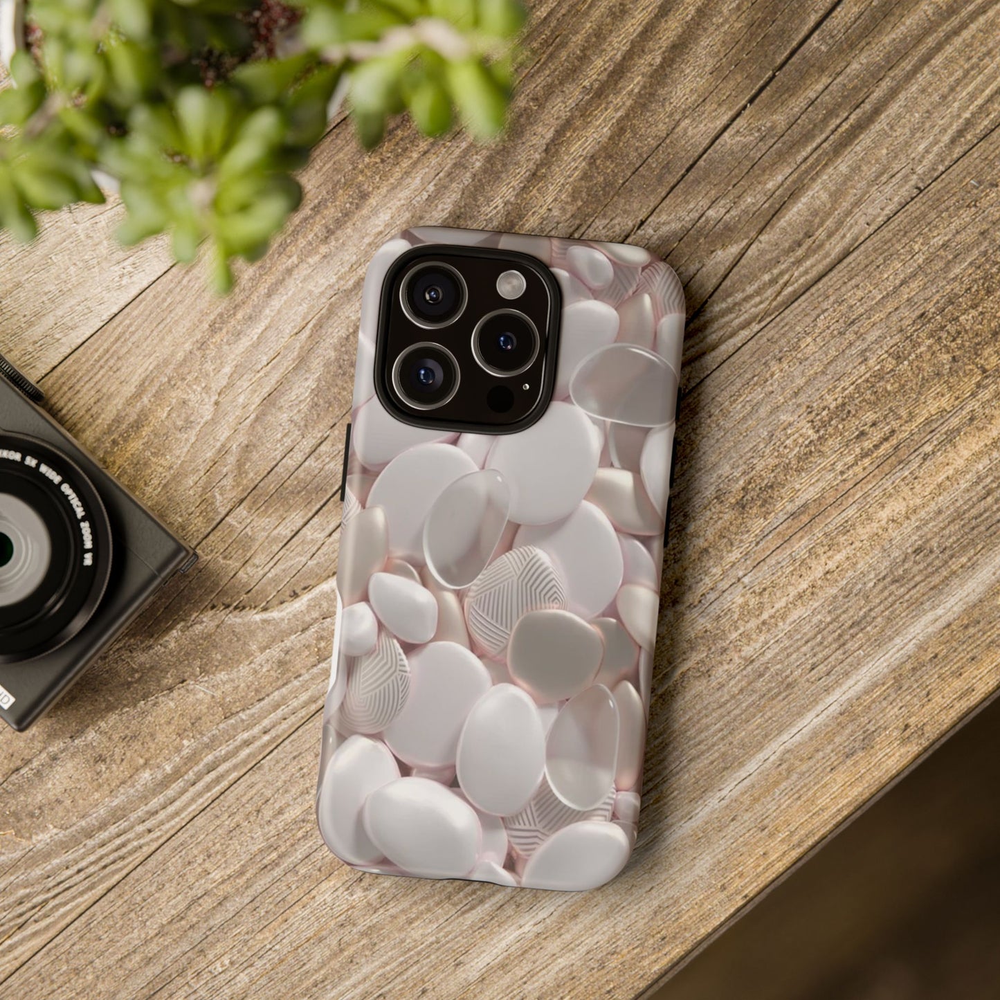 Phone Case – Soft Pink Pebble Pattern Protective Tough Case