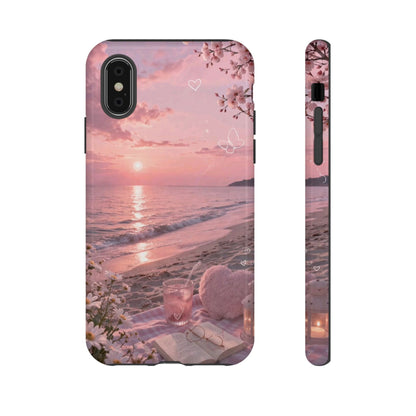 Pink Sunset Beach Phone Case "Romantic Seaside"