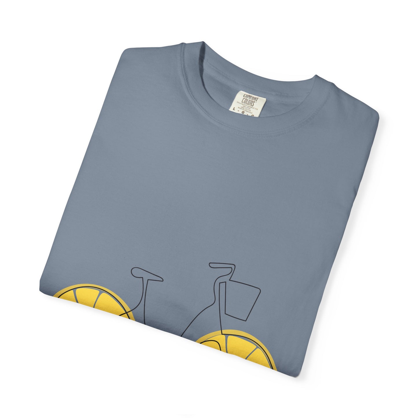 Lemon Wheel Bike T-Shirt — Citrus Bicycle Graphic  Coton Tee