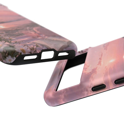 Pink Sunset Beach Phone Case "Romantic Seaside"