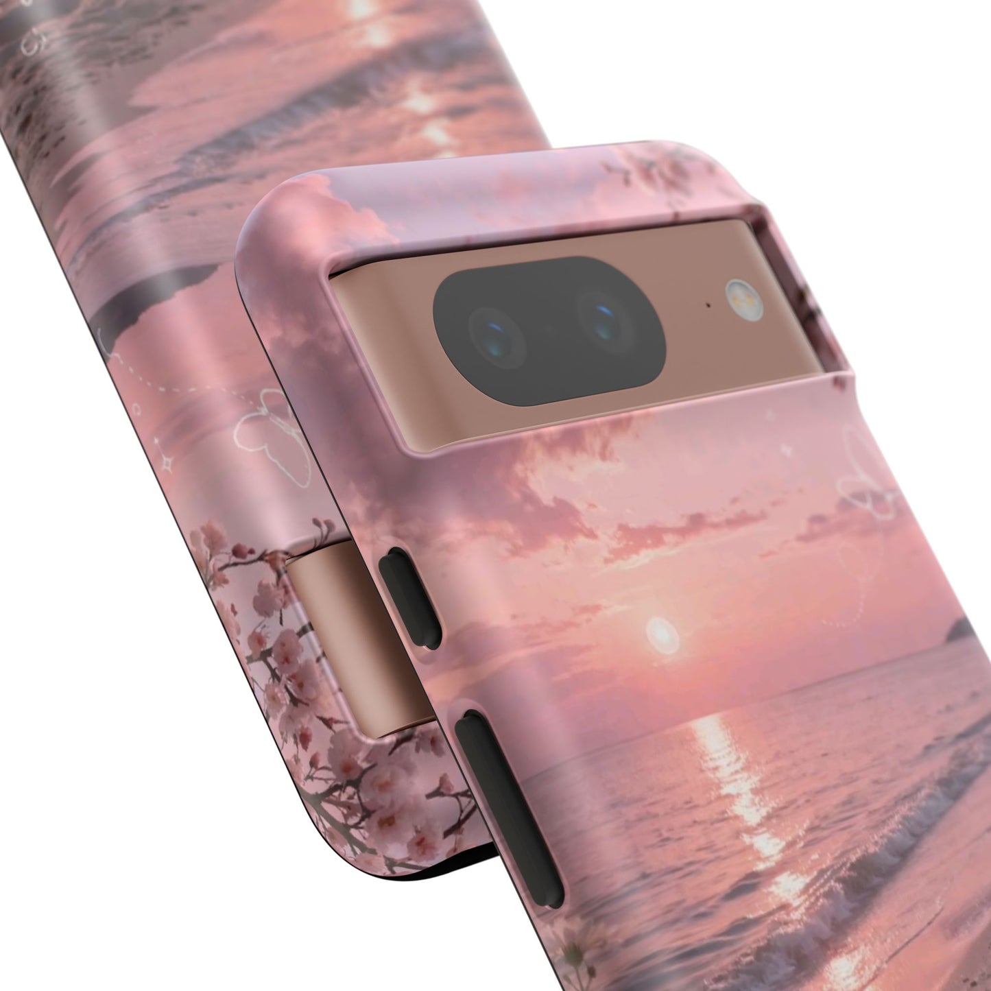 Pink Sunset Beach Phone Case "Romantic Seaside"