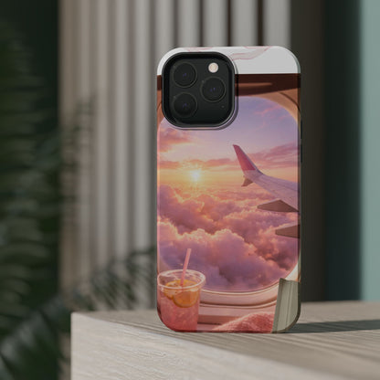 iPhone Magnetic Case "Airplane Window Sunset Travel"