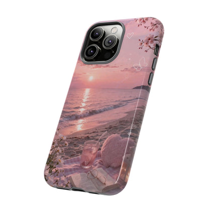 Pink Sunset Beach Phone Case "Romantic Seaside"