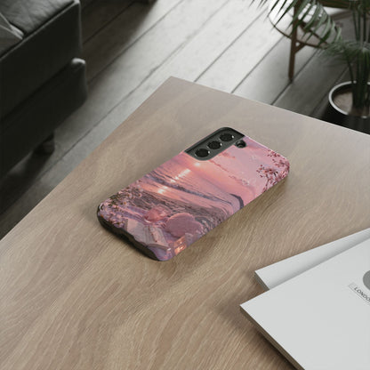 Pink Sunset Beach Phone Case "Romantic Coastal"