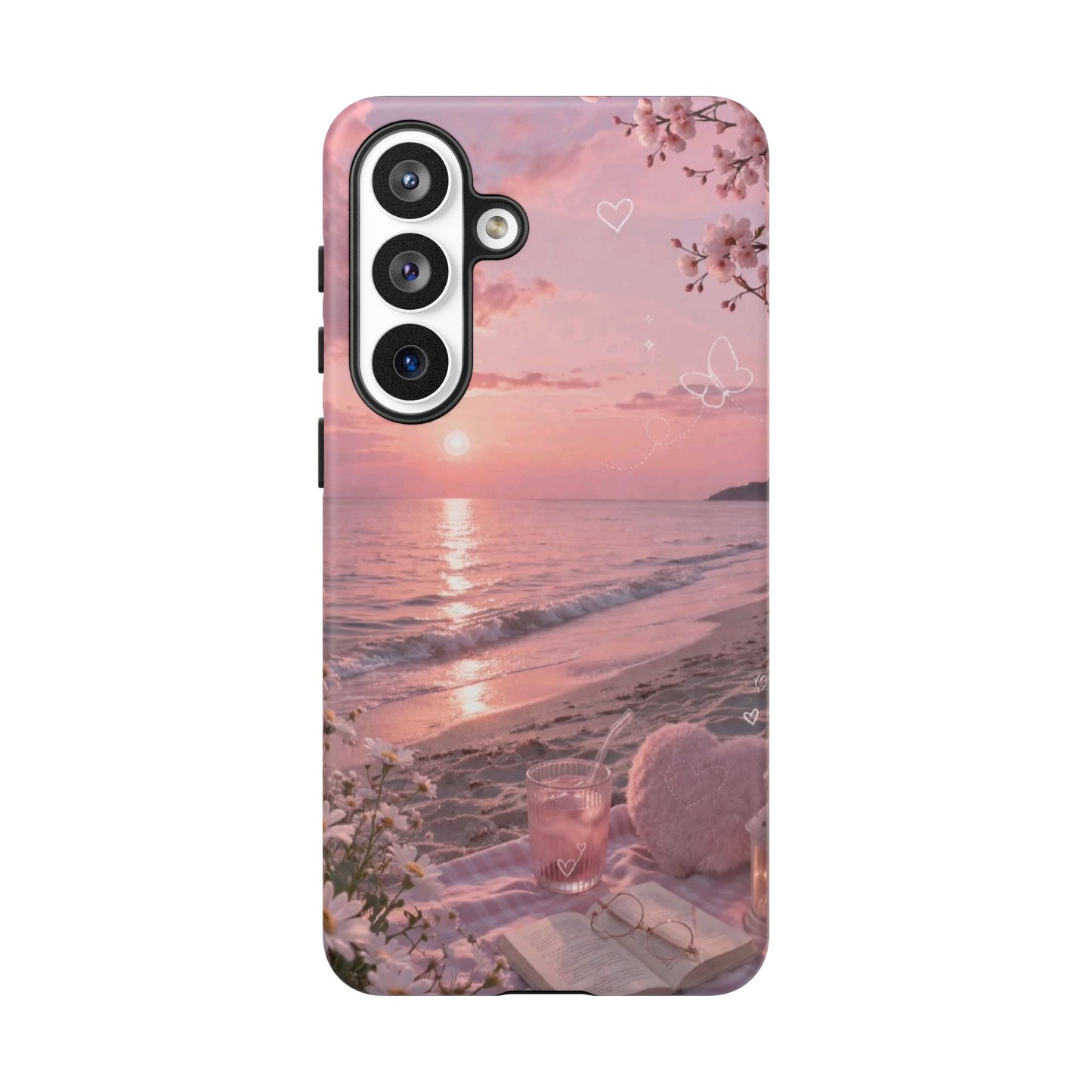Pink Sunset Beach Phone Case "Romantic Seaside"