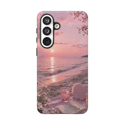 Pink Sunset Beach Phone Case "Romantic Seaside"