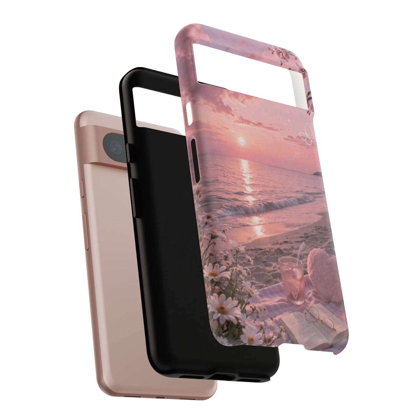 Pink Sunset Beach Phone Case "Romantic Seaside"
