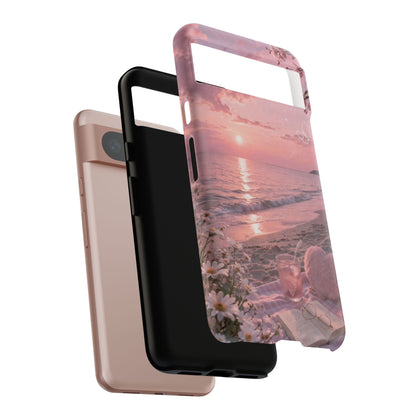 Pink Sunset Beach Phone Case "Romantic Seaside"
