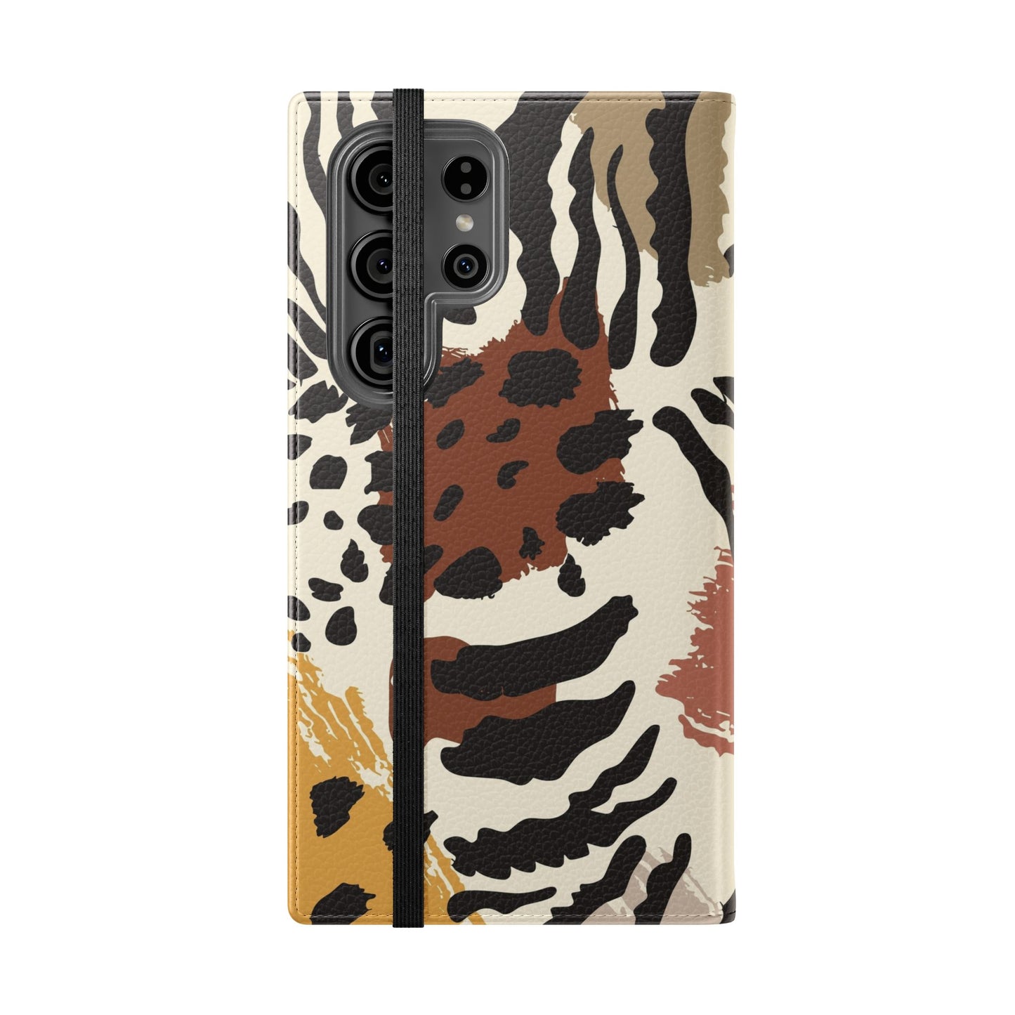 Leopard Patchwork Flip Wallet Case with Card Slots