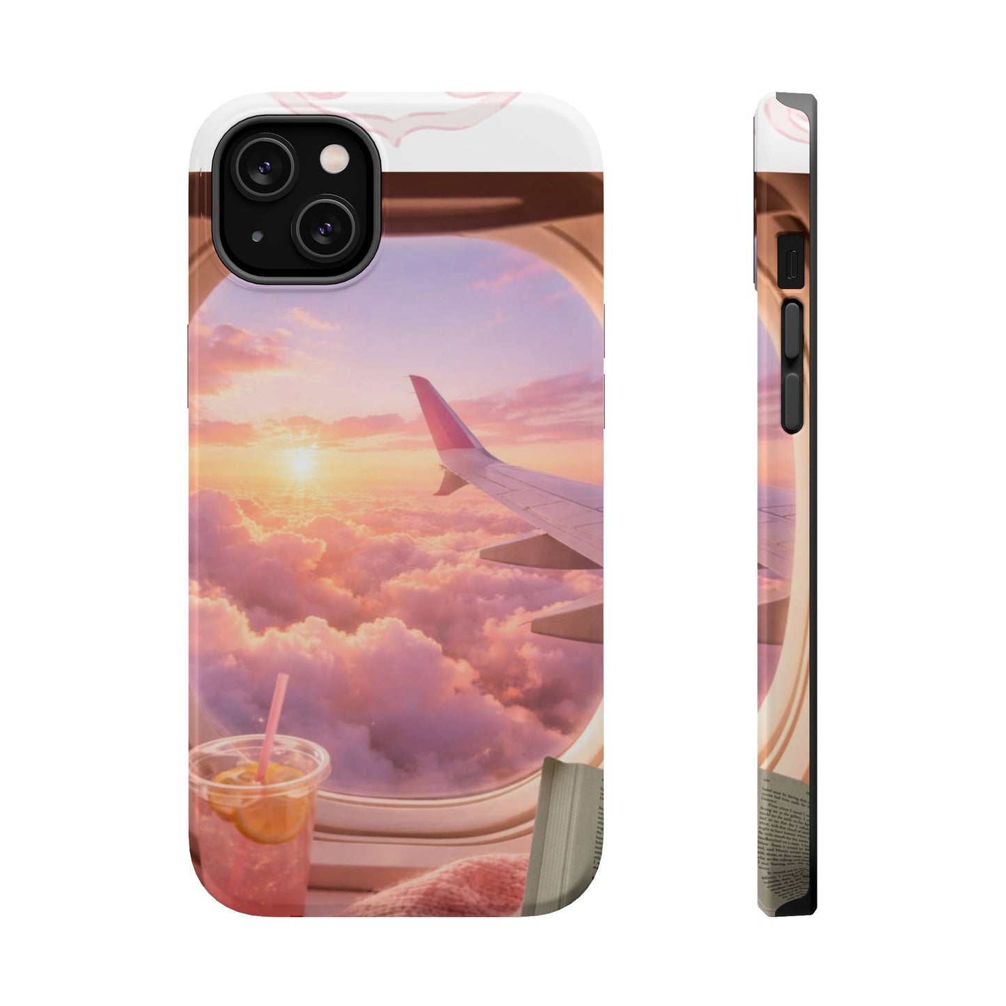 iPhone Magnetic Case "Airplane Window Sunset Travel"