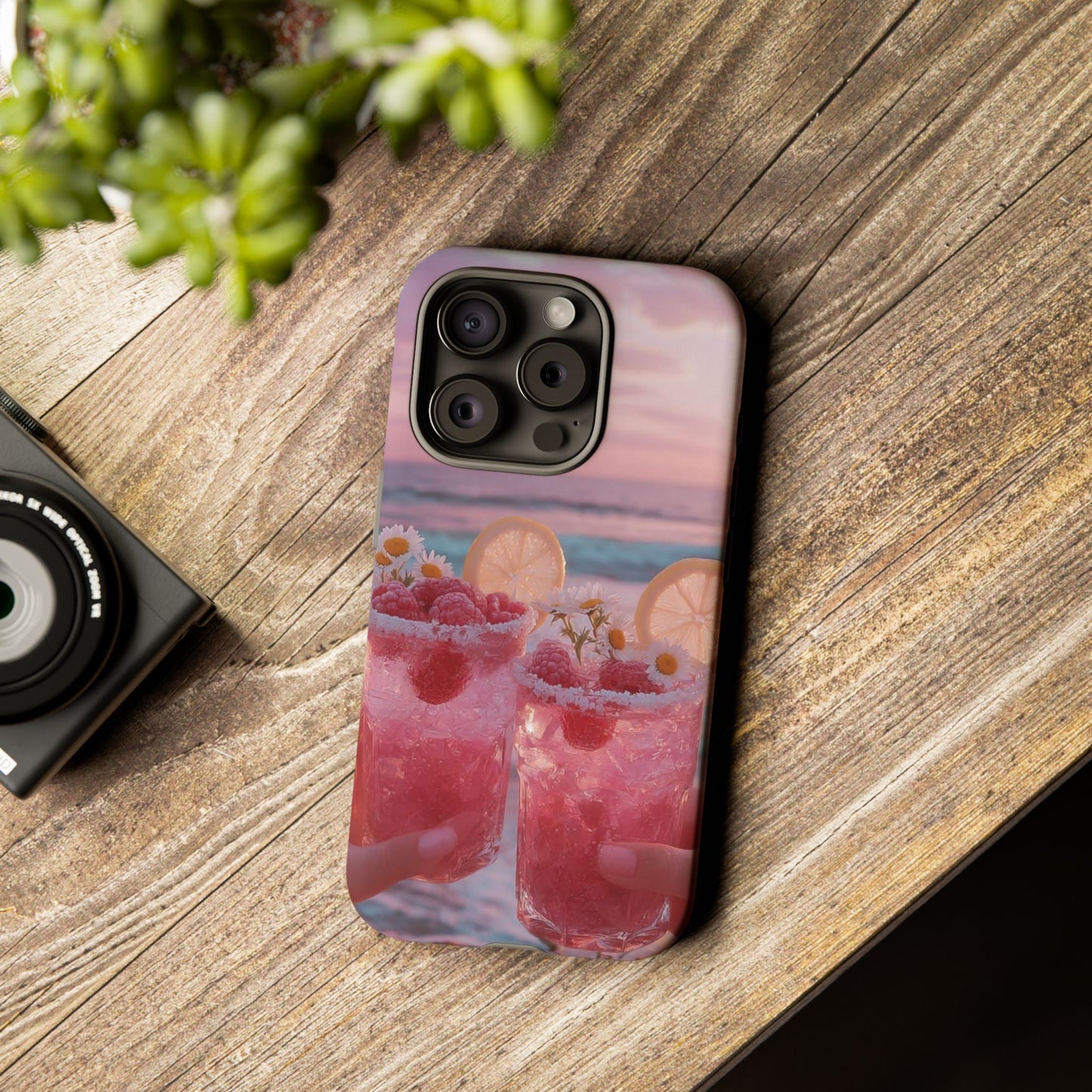 Pink Sunset Cocktail Phone Case — Beach Drink Protective Cover