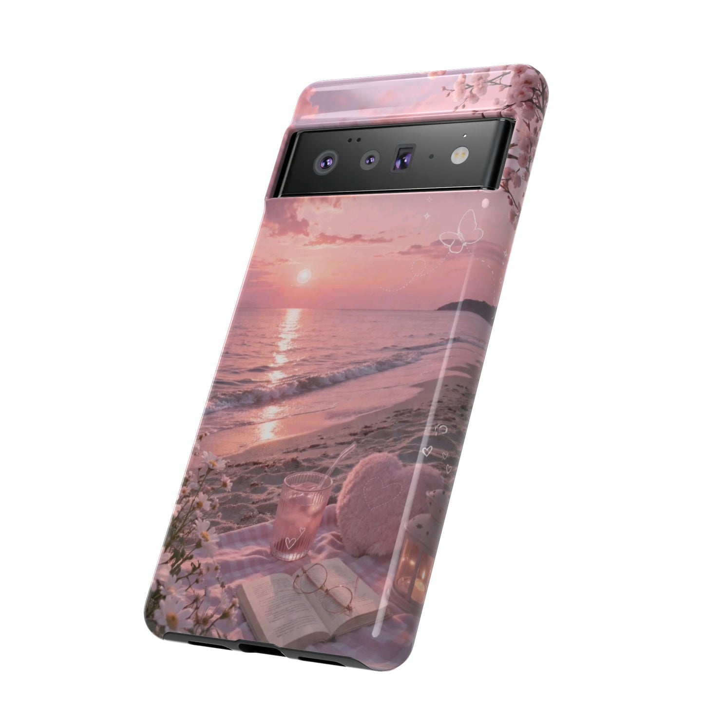 Pink Sunset Beach Phone Case "Romantic Seaside"