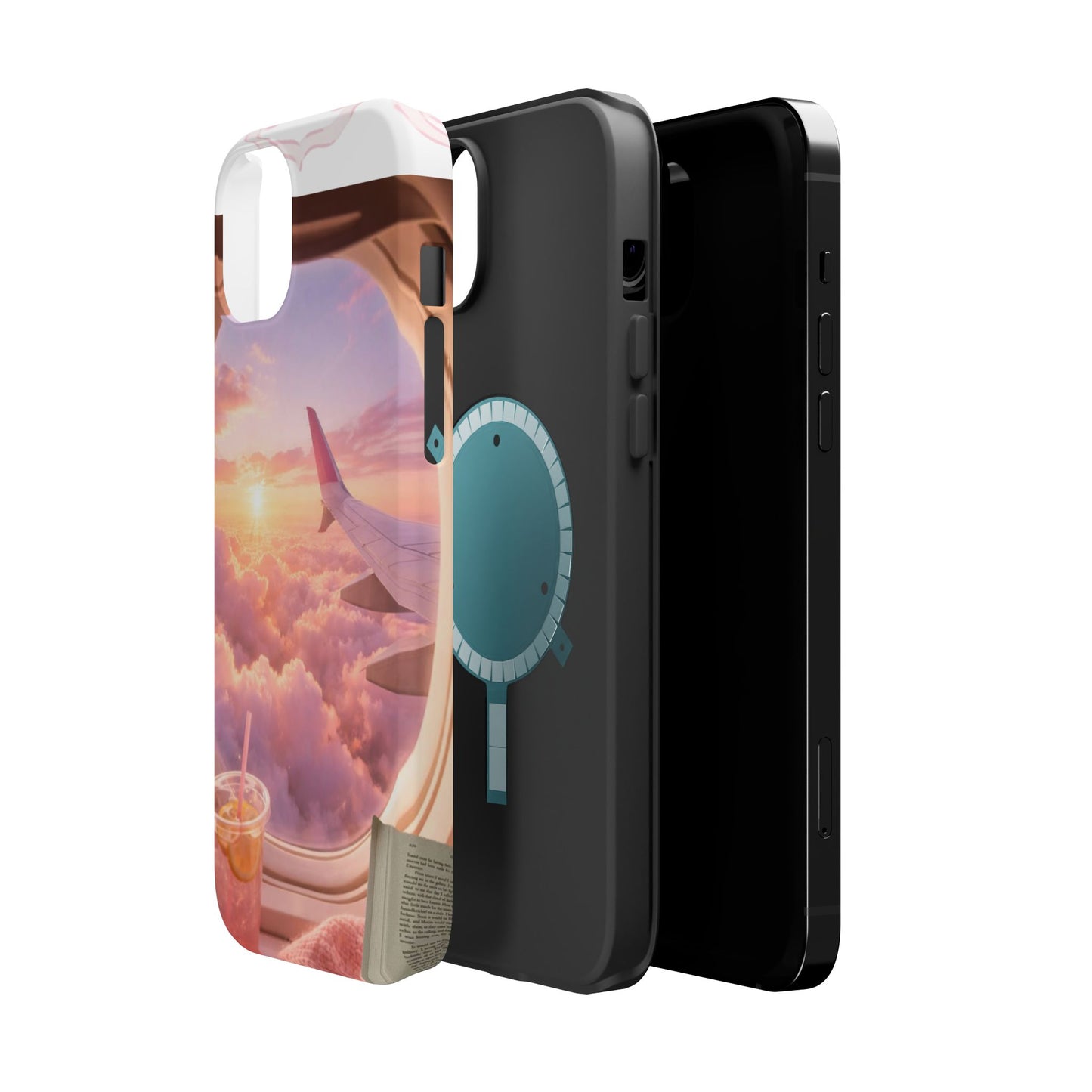 iPhone Magnetic Case "Airplane Window Sunset Travel"