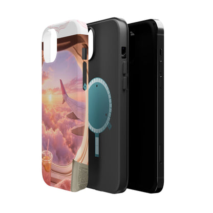 iPhone Magnetic Case "Airplane Window Sunset Travel"