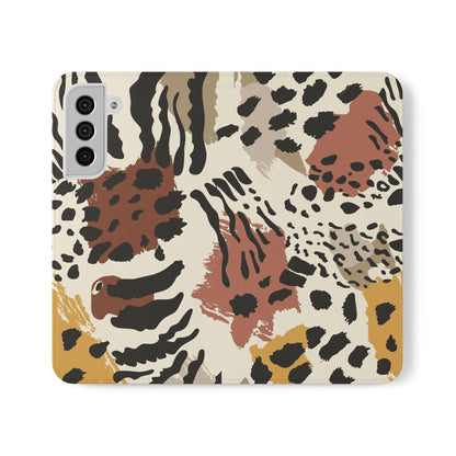 Leopard Patchwork Flip Wallet Case with Card Slots