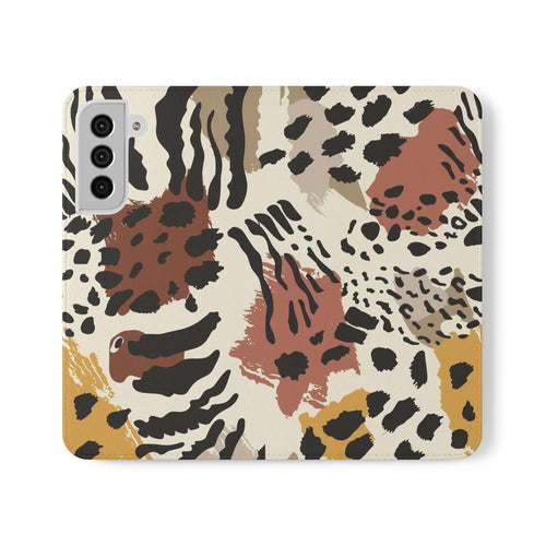 Leopard Patchwork Flip Wallet Case with Card Slots