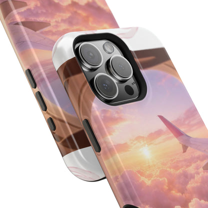 iPhone Magnetic Case "Airplane Window Sunset Travel"