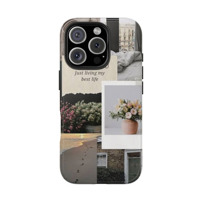 Inspirational Floral Phone Case – Cover with "Just Living My Best Life"