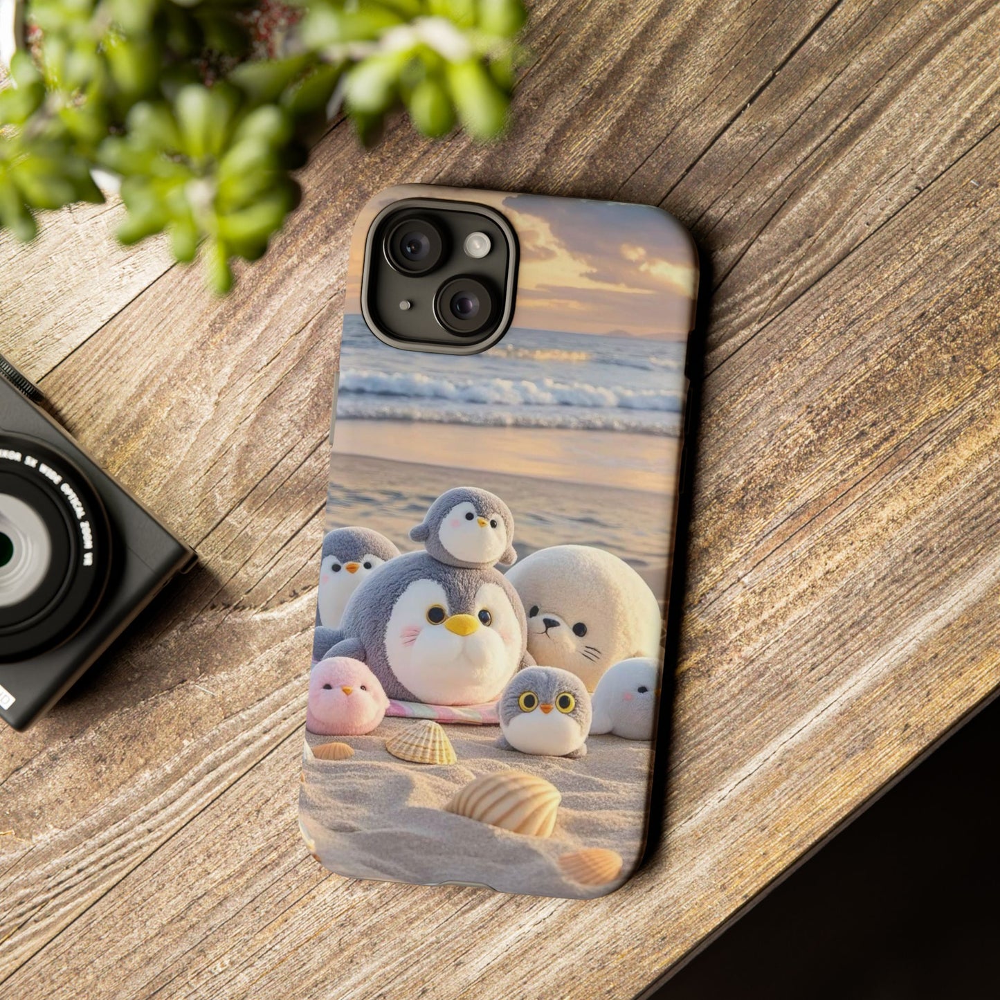 Cute Plush Penguins Beach Phone Case