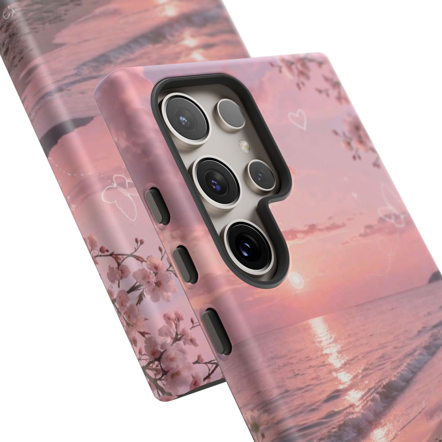 Pink Sunset Beach Phone Case "Romantic Seaside"