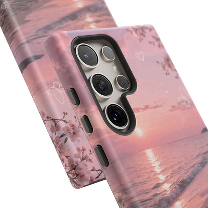 Pink Sunset Beach Phone Case "Romantic Seaside"