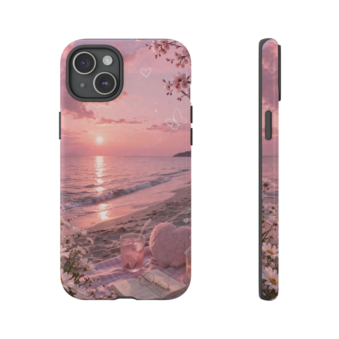 Pink Sunset Beach Phone Case "Romantic Seaside"