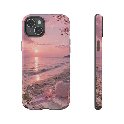 Pink Sunset Beach Phone Case "Romantic Seaside"