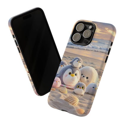 Cute Plush Penguins Beach Phone Case