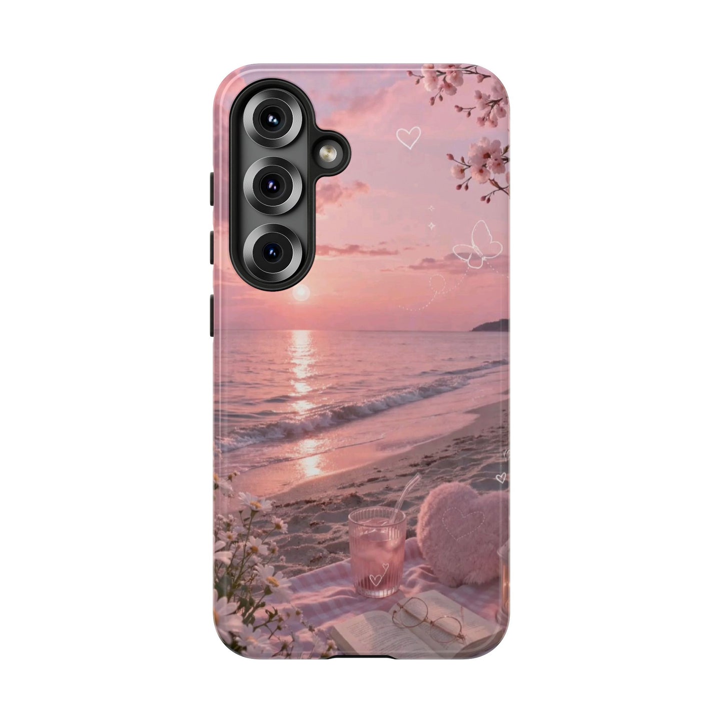 Pink Sunset Beach Phone Case "Romantic Seaside"