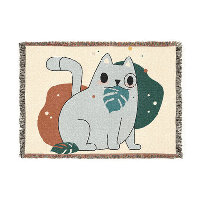 Cat Leaf Throw Blanket — Cute Cozy Woven Blanket for Cat Lovers