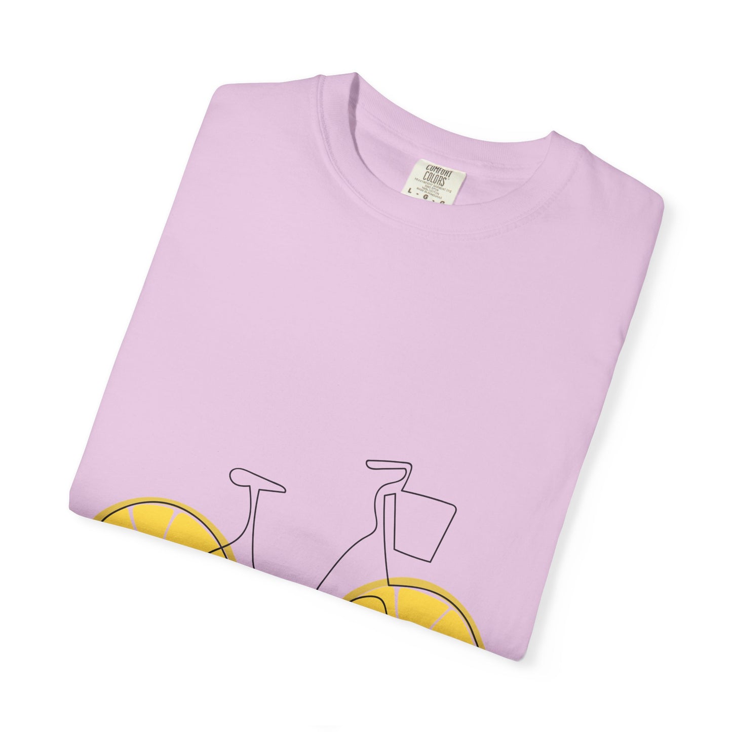 Lemon Wheel Bike T-Shirt — Citrus Bicycle Graphic  Coton Tee