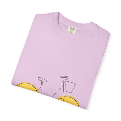 Lemon Wheel Bike T-Shirt — Citrus Bicycle Graphic  Coton Tee