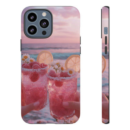 Pink Sunset Cocktail Phone Case — Beach Drink Protective Cover