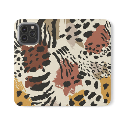 Leopard Patchwork Flip Wallet Case with Card Slots