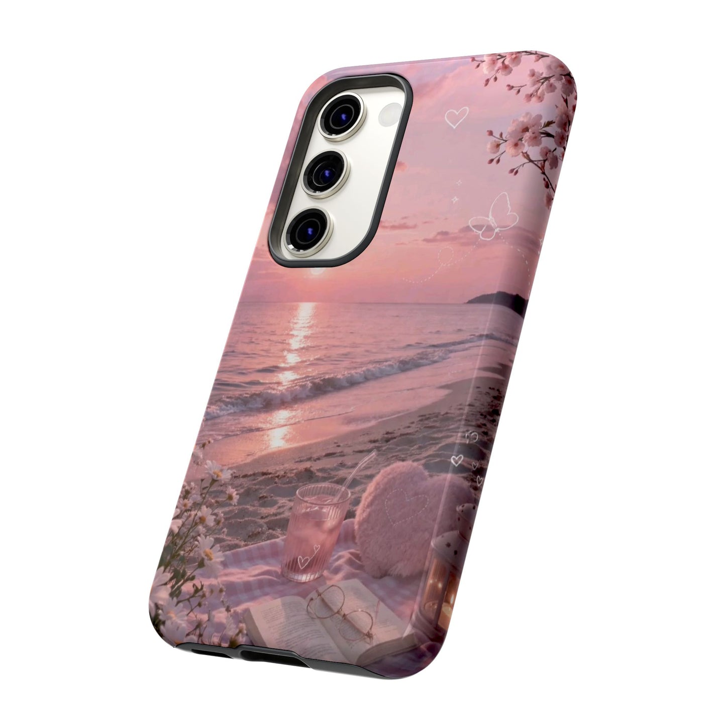 Pink Sunset Beach Phone Case "Romantic Coastal"
