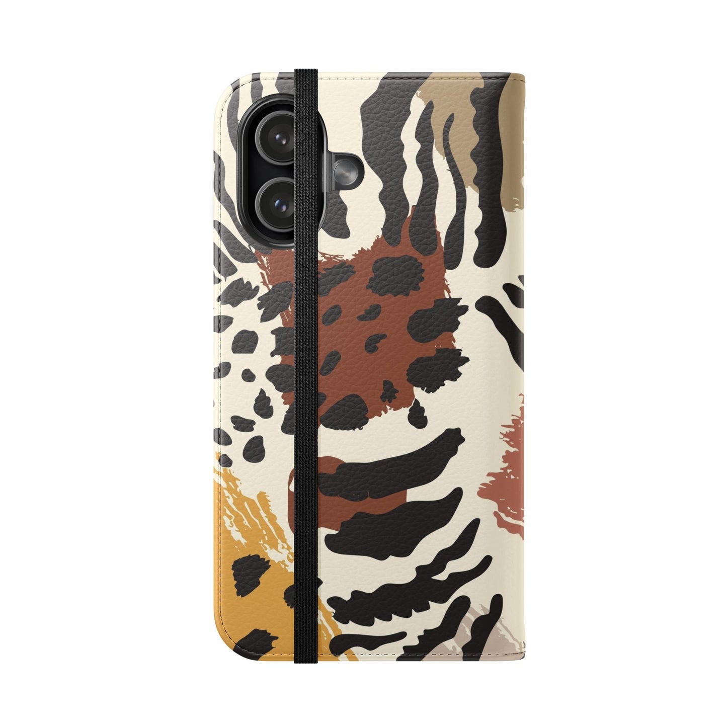 Leopard Patchwork Flip Wallet Case with Card Slots