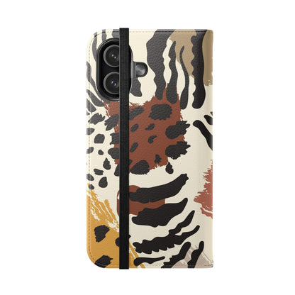 Leopard Patchwork Flip Wallet Case with Card Slots