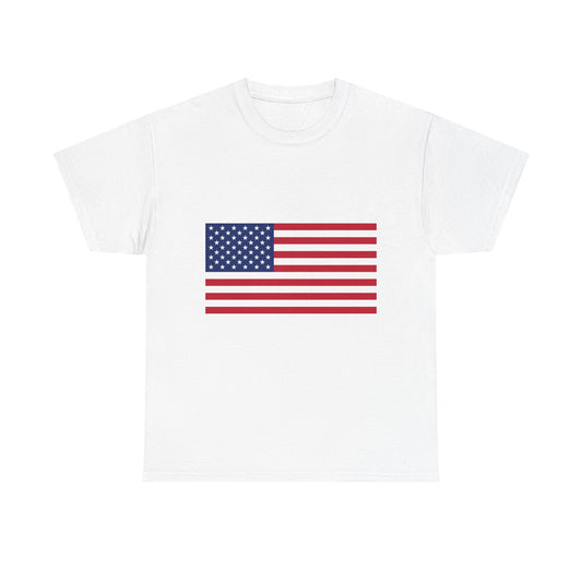 T-Shirt — American Flag Front & World Cup Trophy Back Patriotic Soccer Tee