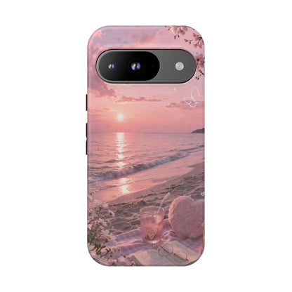 Pink Sunset Beach Phone Case "Romantic Seaside"